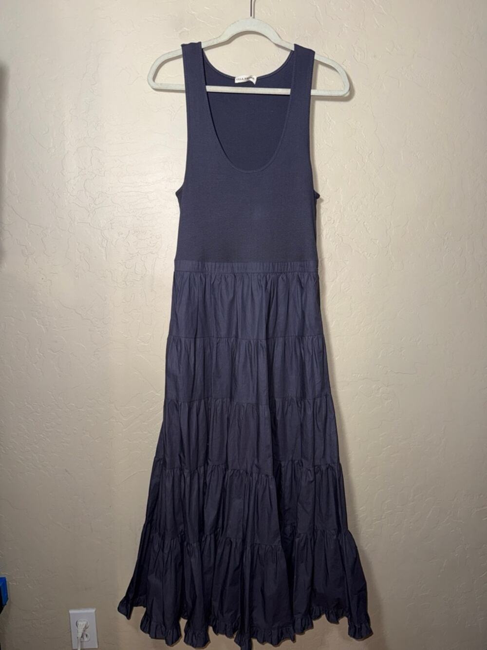 Ulla Johnson 100% cotton ribbed tank poplin tiered skirt maxi dress size large